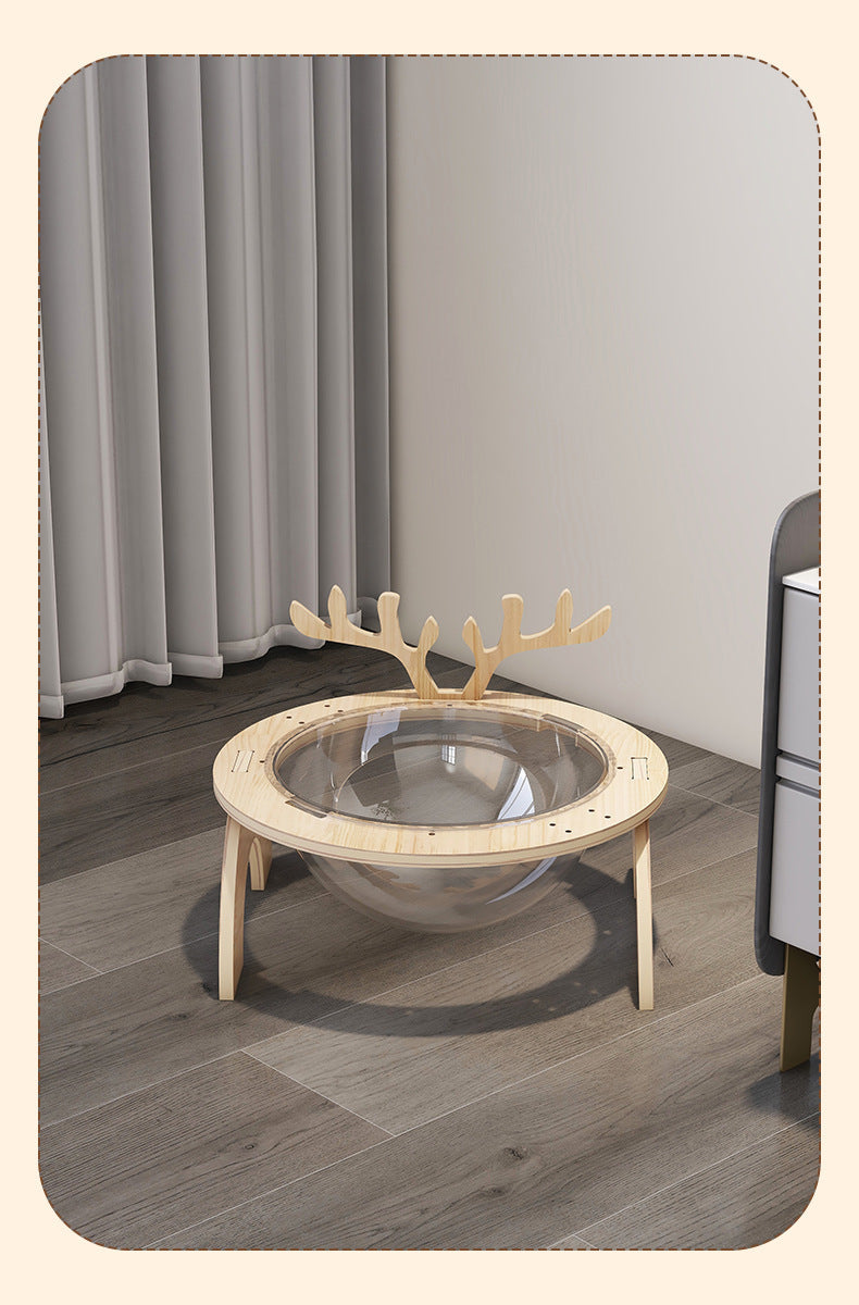 Antlers Cat Nest Four Seasons Universal Pet Supplies Chamfer Space Capsule Solid Wood Cat Bed Purrfect Pawz