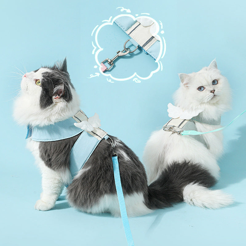 Adjustable Pet Cat Leash Set, Angel Wings Design, Breathable, And Soft For Comfort Cat Harness And Leash Set, Adjustable Gradient Kitten Harness Escape Proof Harness With Leash For Kitty Purrfect Pawz