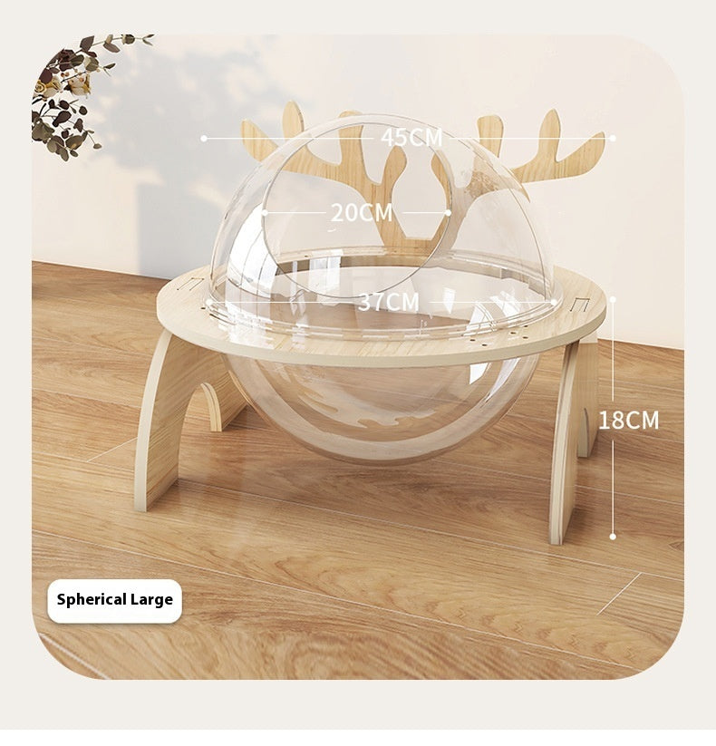 Antlers Cat Nest Four Seasons Universal Pet Supplies Chamfer Space Capsule Solid Wood Cat Bed Purrfect Pawz