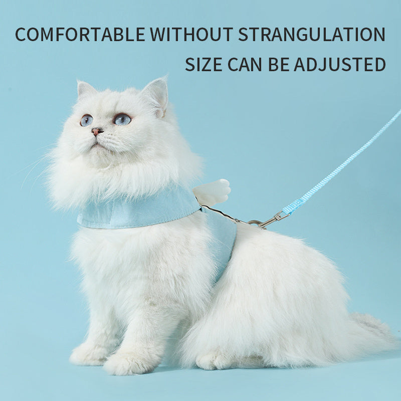 Adjustable Pet Cat Leash Set, Angel Wings Design, Breathable, And Soft For Comfort Cat Harness And Leash Set, Adjustable Gradient Kitten Harness Escape Proof Harness With Leash For Kitty Purrfect Pawz