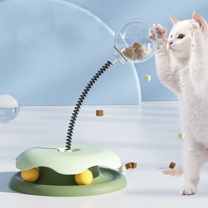 Cat Leakage Food 2 In 1 Toys Turntable Ball Toys Kitten Funny Cat Training Spring Ball Cat Supplies Pet Products Purrfect Pawz
