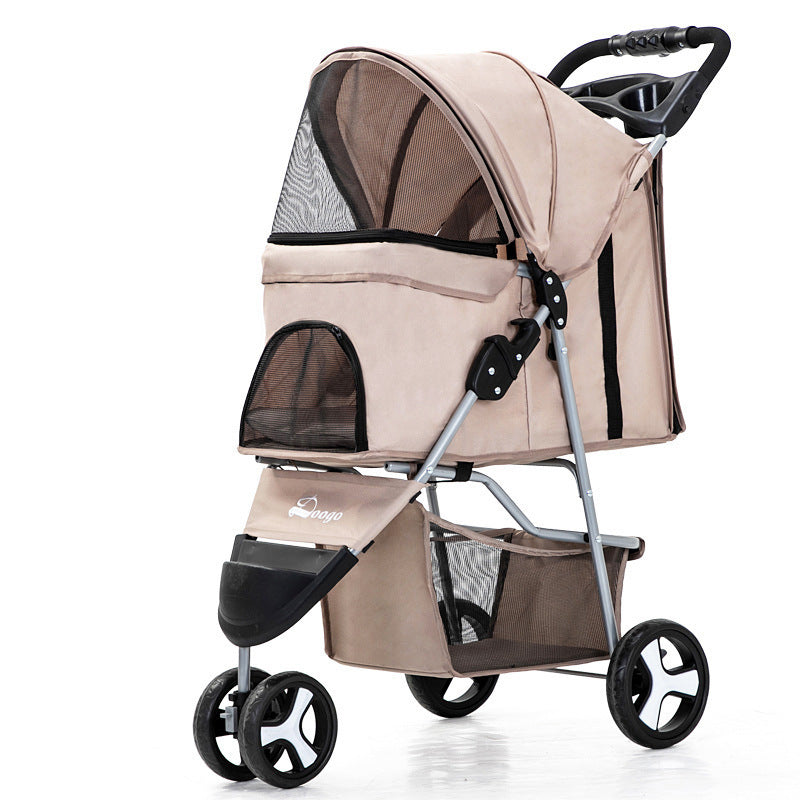 Lightweight Folding Pet Trolley Dogs And Cats Dog Out Stroller Three-wheeled Pet Stroller Dog Out Stroller Supplies Purrfect Pawz