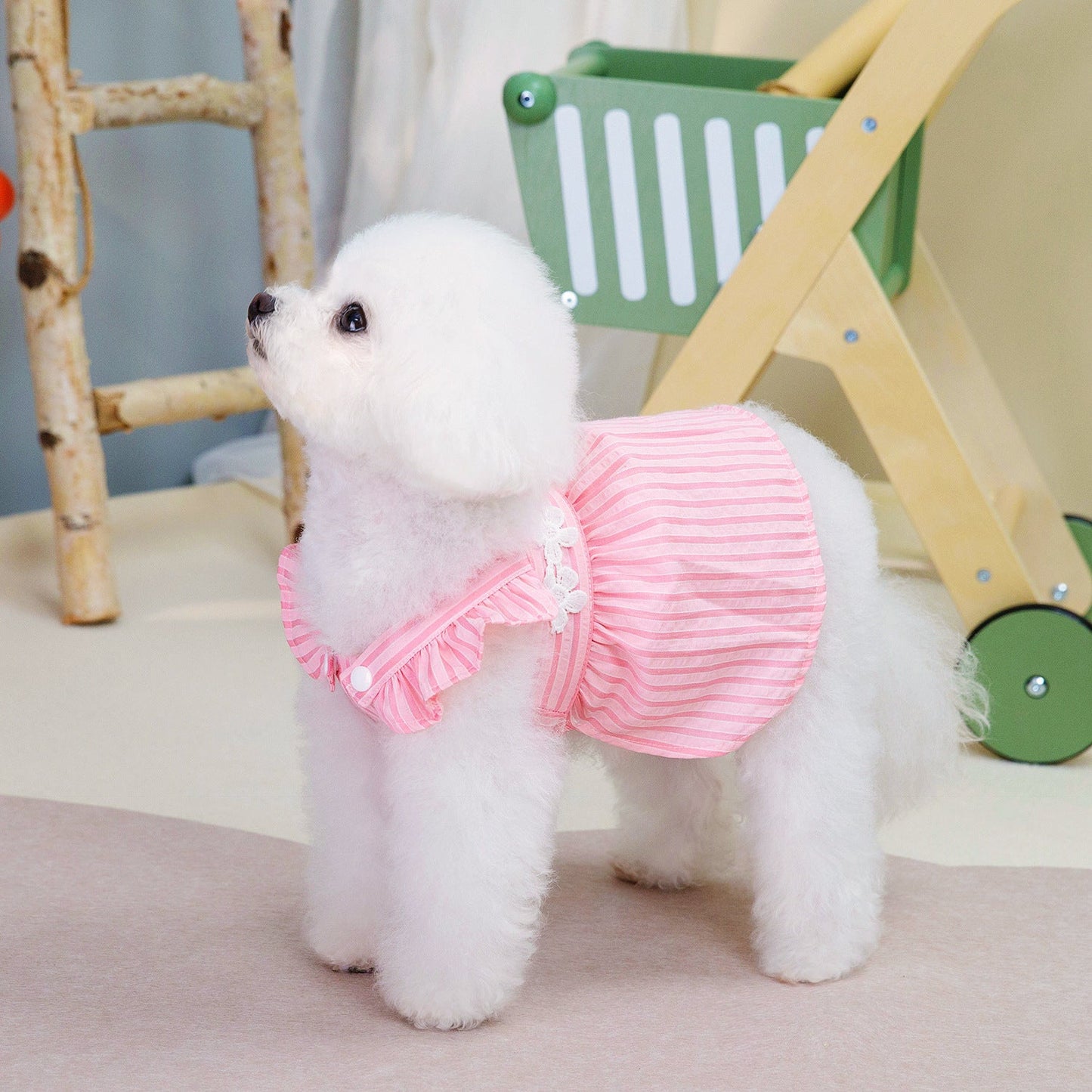 Spring And Summer Pet Dog Vertical Bar Clothes Skirt Purrfect Pawz