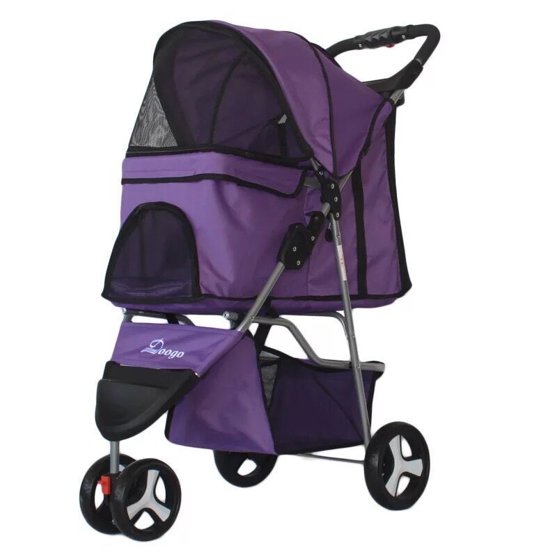 Lightweight Folding Pet Trolley Dogs And Cats Dog Out Stroller Three-wheeled Pet Stroller Dog Out Stroller Supplies Purrfect Pawz
