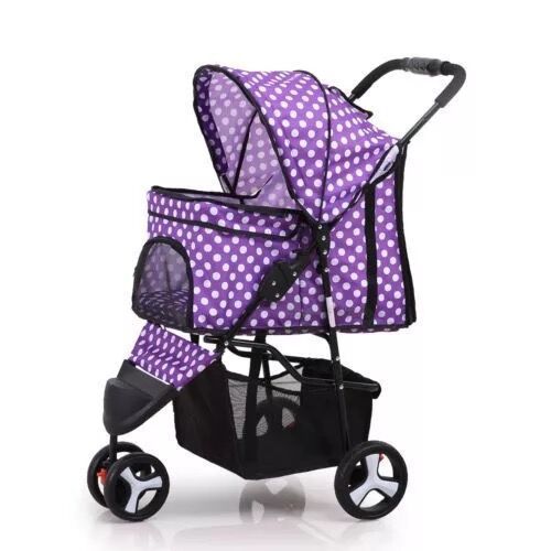 Lightweight Folding Pet Trolley Dogs And Cats Dog Out Stroller Three-wheeled Pet Stroller Dog Out Stroller Supplies Purrfect Pawz