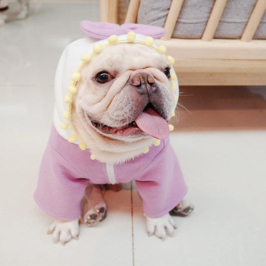 Autumn And Winter Fat Dog Purple Fleece Bow Sweater Purrfect Pawz