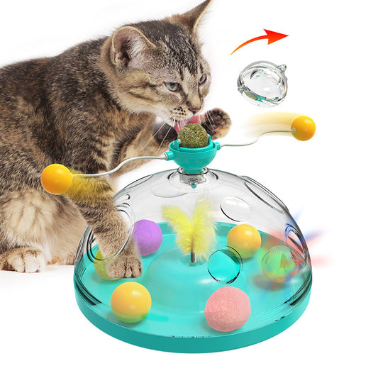 Meows Windmill Funny Cat Toys Interactive Multifunctional Turntable Pet Educational Toys With Catnip Luminous Ball Pinwheel Toys Pet Products Purrfect Pawz