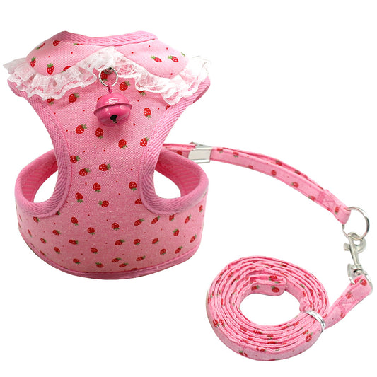 Chest harness pink bell dog leash small dog dog harness Purrfect Pawz