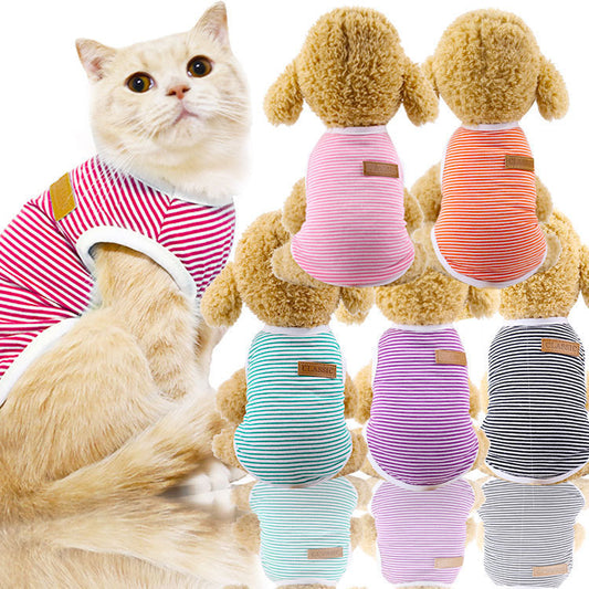 Dog Clothes Cat Clothes Pet Cotton Striped Vest Small Medium Large Dog Clothes Purrfect Pawz