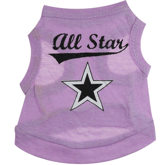 Pet Clothes Clothes Cotton Jersey Printed White Fve-star Pet Vest Purrfect Pawz