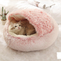 2 In 1 Dog And Cat Bed Pet Winter Bed Round Plush Warm Bed House Soft Long Plush Pets Bed Pet Products Purrfect Pawz