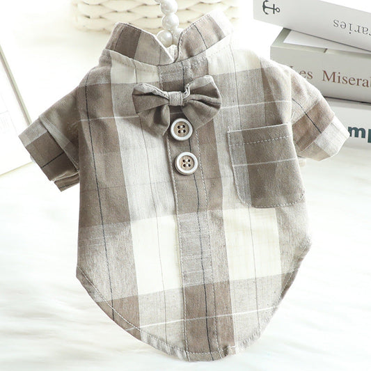 Dog Clothes Summer Thin Cat Bow Tie Chinese Stand Collar Shirt Dress Wholesale Small Dog Pet Purrfect Pawz