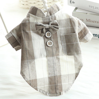 Dog Clothes Summer Thin Cat Bow Tie Chinese Stand Collar Shirt Dress Wholesale Small Dog Pet Purrfect Pawz