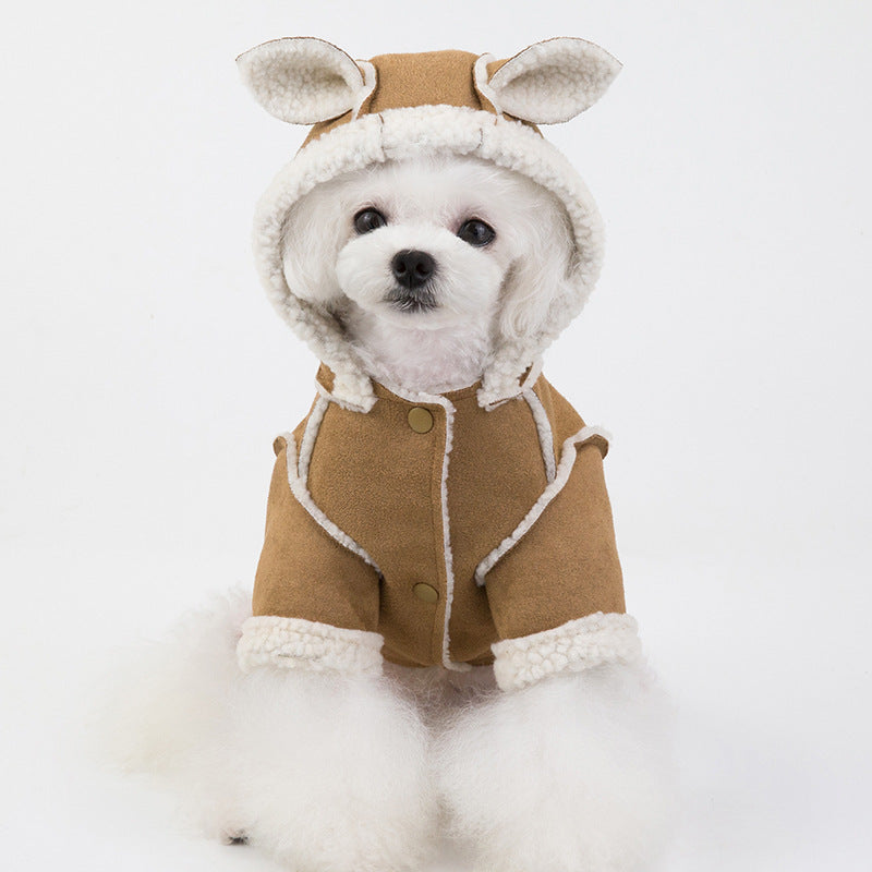 Cute Dog Clothes Cat Clothes Teddy Clothes Deerskin Velvet Lapel Jacket Purrfect Pawz