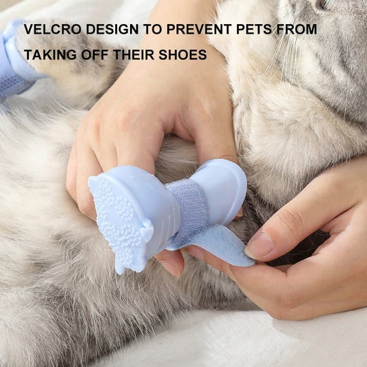 Dog Rain Boots 4Pcs Pet Dog Puppy Warm Waterproof Silicone Non-Slip Rain Boots Footwear Shoes Dog Cat Pet Toy Dog Rain Boots  Dog Rain Shoes, Cat Rain Boots, Waterproof Foot Cover, Soft Bottom Shoes Purrfect Pawz