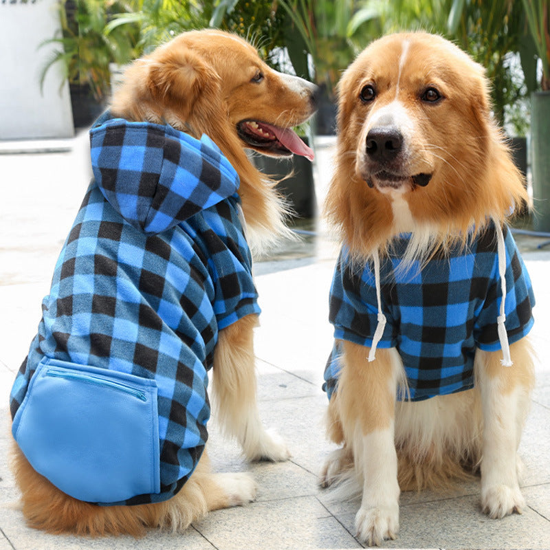 Plaid Zipper Pocket Dog Cat Pet Clothes Sweater null