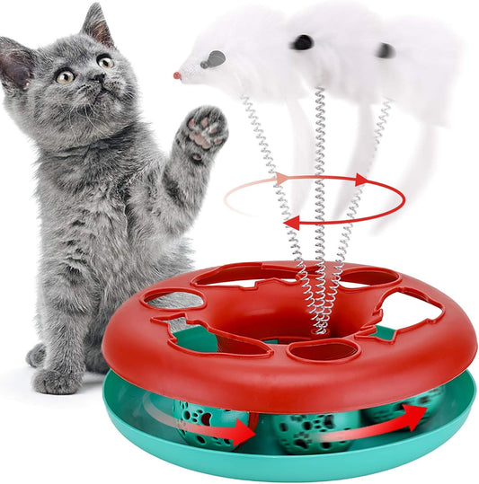 Cat Toys Cat Toys For Indoor Cats Interactive Kitten Toys Roller Tracks With Catnip Spring Pet Toy With Exercise Balls Teaser Mouse Purrfect Pawz