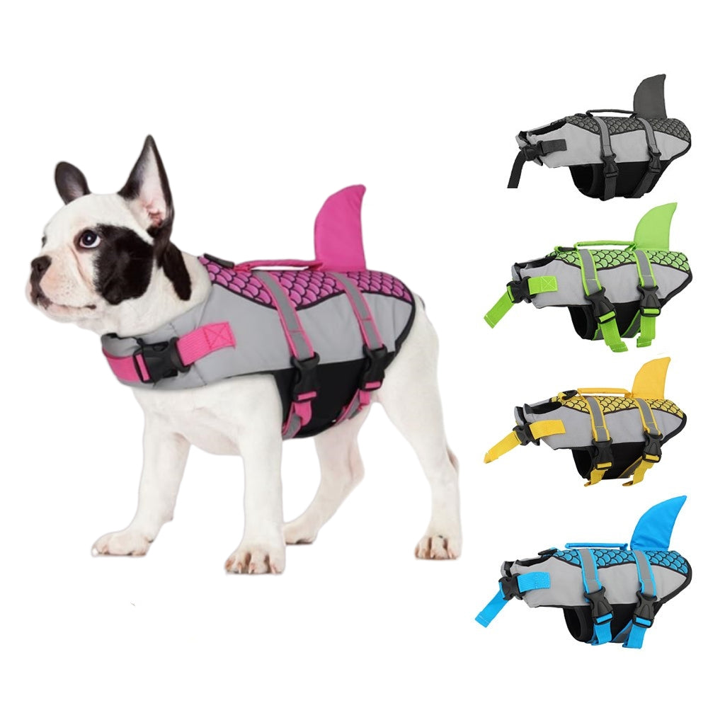 Swim Pet Dog Life Jacket Vest Clothes Life Vest Collar Harness Pets Swimming Summer Swimwear Scales Shark Pet Products Purrfect Pawz
