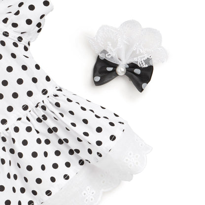 Black And White Polka Dot Dress Dog Princess Cute Skirt Purrfect Pawz