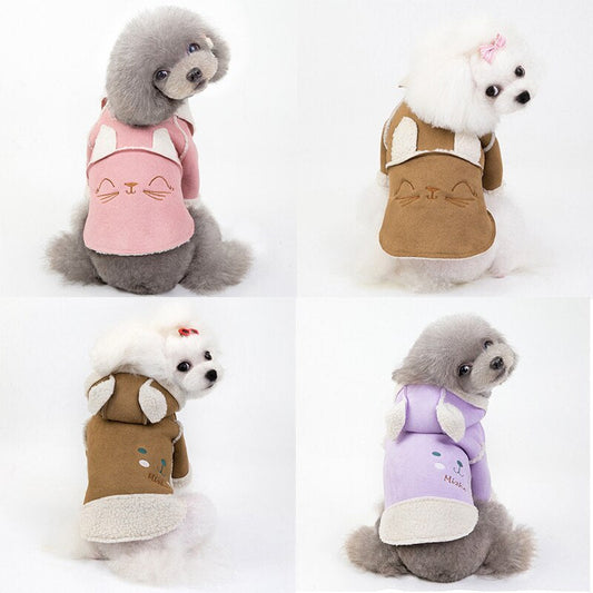 Cute Dog Clothes Cat Clothes Teddy Clothes Deerskin Velvet Lapel Jacket Purrfect Pawz