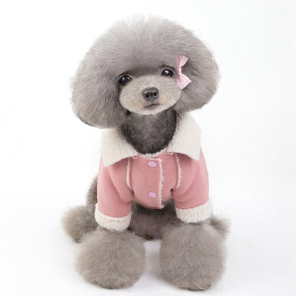Cute Dog Clothes Cat Clothes Teddy Clothes Deerskin Velvet Lapel Jacket Purrfect Pawz