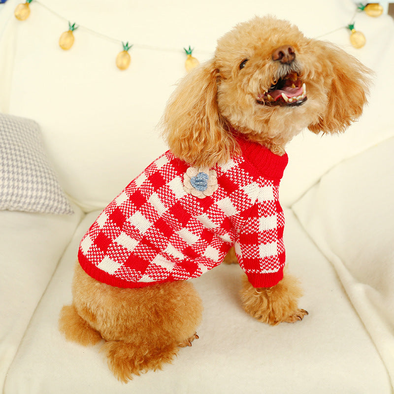 Bowknot Dog Clothes Cat Costume Hollow Knit Dog Sweater Purrfect Pawz