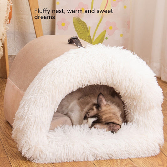 New Splice Portable Pet Nest Portable Autumn And Winter Warm Dog Nest Moisture-proof Long Fur Cat Nest Cross Border Pet Nest Purrfect Pawz