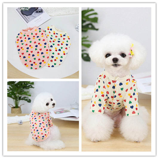 Pet Two-legged Clothes Color Love Bottoming Shirt Purrfect Pawz