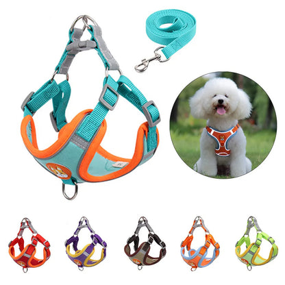 New Dog Leash And Harness Set Pet Dog Harness And Leash Set Adjustable Puppy Cat Harness Vest Reflective Walking No Pull Lead Leash For Small Dogs Chihuahua Purrfect Pawz