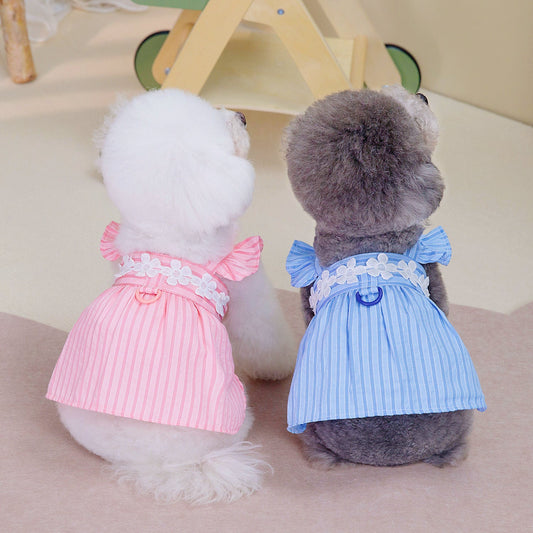 Spring And Summer Pet Dog Vertical Bar Clothes Skirt Purrfect Pawz