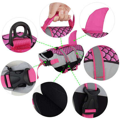 Swim Pet Dog Life Jacket Vest Clothes Life Vest Collar Harness Pets Swimming Summer Swimwear Scales Shark Pet Products Purrfect Pawz