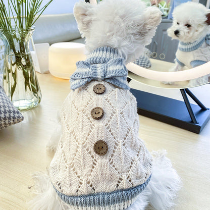 Bowknot Dog Clothes Cat Costume Hollow Knit Dog Sweater Purrfect Pawz