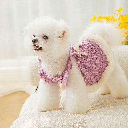 Bow Sweater Skirt Princess Wind Pet Two-legged Clothes Purrfect Pawz