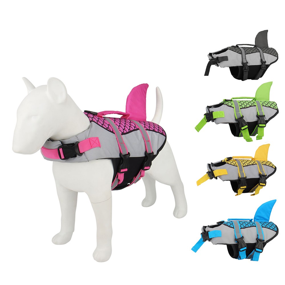 Swim Pet Dog Life Jacket Vest Clothes Life Vest Collar Harness Pets Swimming Summer Swimwear Scales Shark Pet Products Purrfect Pawz