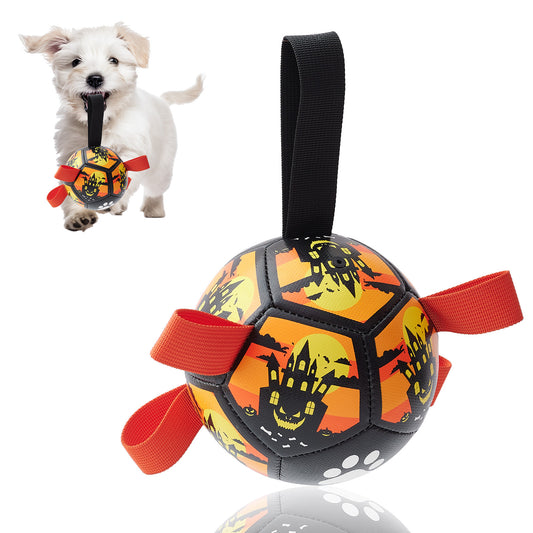 Interactive Dog Toys, Dog Soccer Ball With Straps, Dog Football, Dogs Balls For Small Size Dog Water Toy Indoor & Outdoor, Gift For Dogs Purrfect Pawz