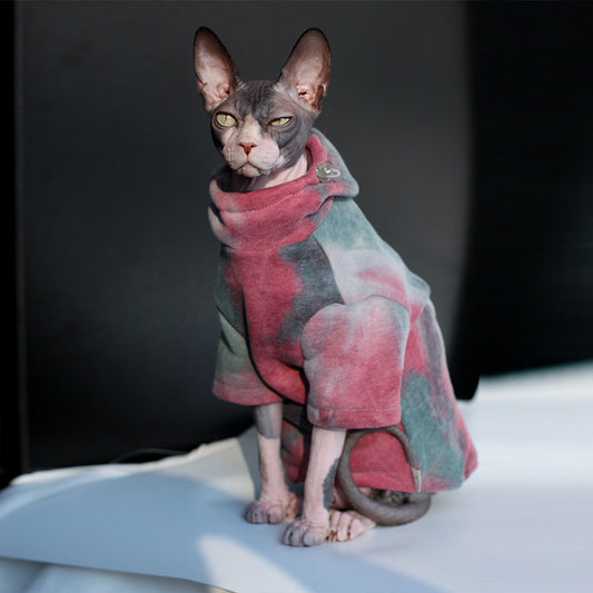 Pet Cats And Dogs Plus Velvet Warmth And Thick Tie-dye Hooded Sweater In Autumn And Winter Purrfect Pawz