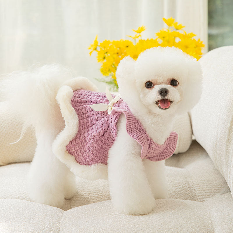 Bow Sweater Skirt Princess Wind Pet Two-legged Clothes Purrfect Pawz