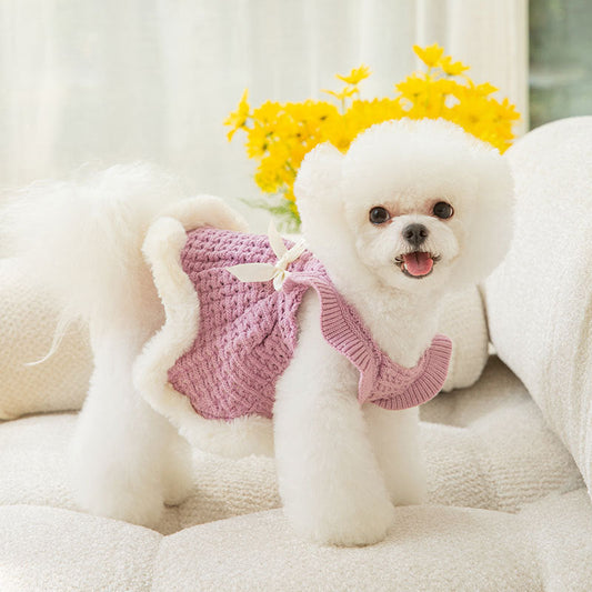 Bow Sweater Skirt Princess Wind Pet Two-legged Clothes Purrfect Pawz