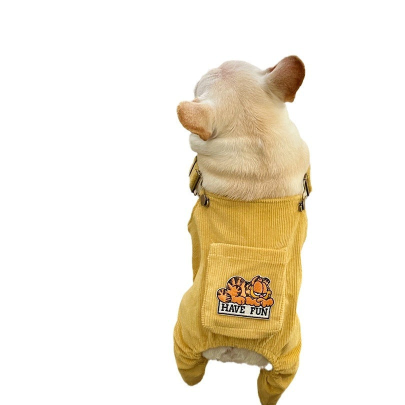 Corduroy Jumpsuit Adjustable Three-dimensional Pocket Cat Dog Clothes Purrfect Pawz