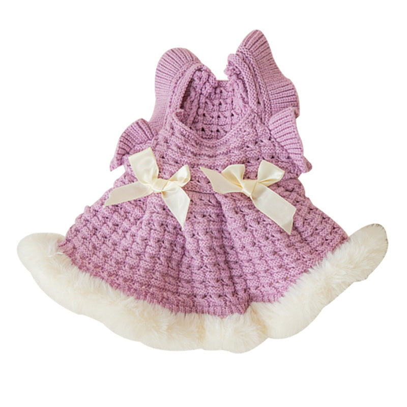 Bow Sweater Skirt Princess Wind Pet Two-legged Clothes Purrfect Pawz