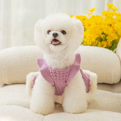 Bow Sweater Skirt Princess Wind Pet Two-legged Clothes Purrfect Pawz