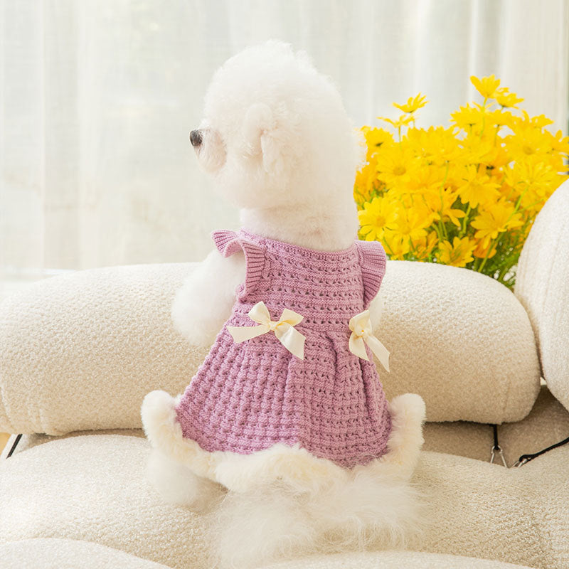 Bow Sweater Skirt Princess Wind Pet Two-legged Clothes Purrfect Pawz
