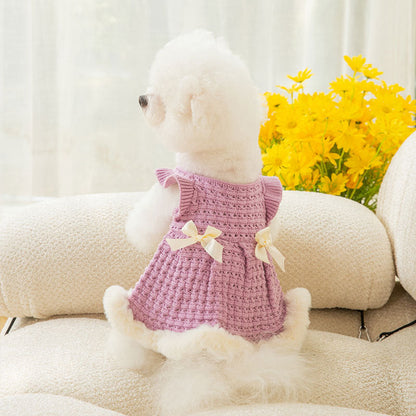 Bow Sweater Skirt Princess Wind Pet Two-legged Clothes Purrfect Pawz