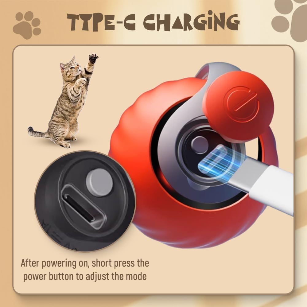 Interactive Cat Toys Balls For Indoor Cats Dogs Rolling Ball Motion Activate Rolling Ball With Touch Control Interactive Self Moving Balls Toys For Large Small Pets Purrfect Pawz