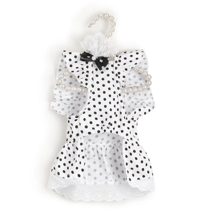 Black And White Polka Dot Dress Dog Princess Cute Skirt Purrfect Pawz