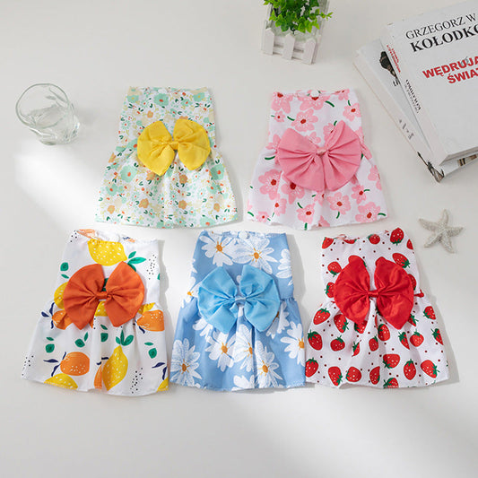 New Summer Ultra-thin Cool Pet Clothes Dog Cat Pet Fashion Floral Butterfly Knot Princess Dress Purrfect Pawz