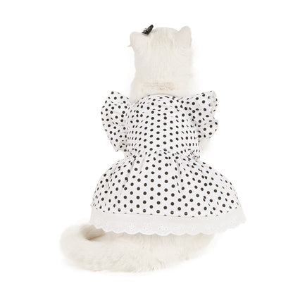 Black And White Polka Dot Dress Dog Princess Cute Skirt Purrfect Pawz